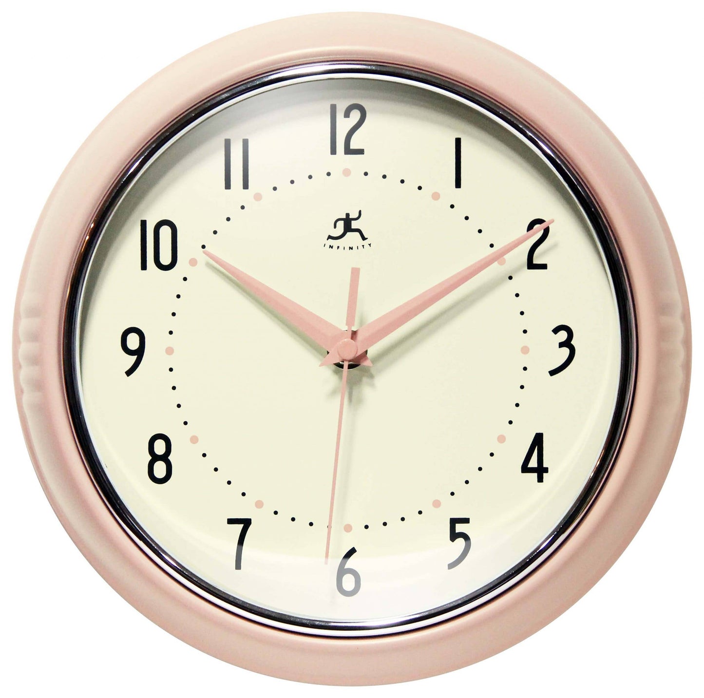 Retro Round Pink Indoor Wall Clock 9.5 Inch