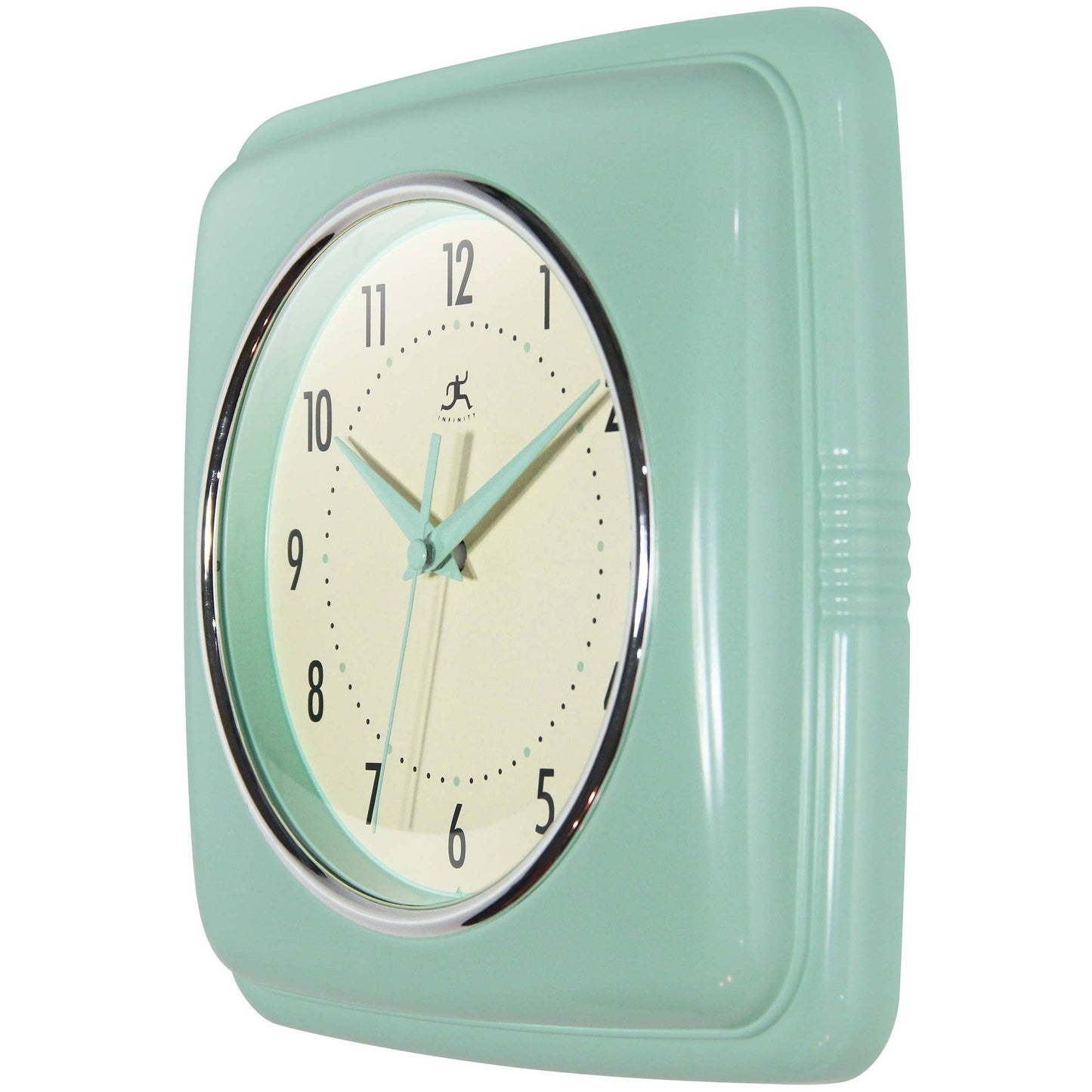 Retro Square Pastel Green Indoor Wall Clock 9.25 Inch