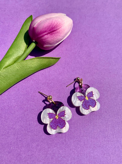 Mini Pansies Earrings