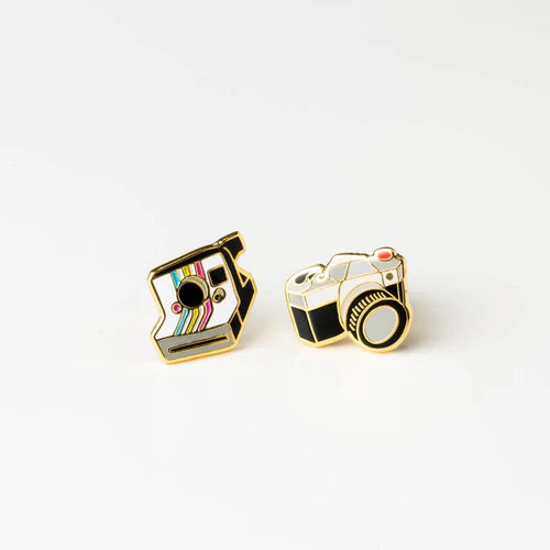 Cameras Earrings - Gold Polaroid Statement Studs