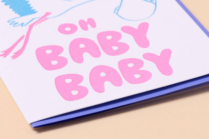 Oh Baby Baby Stork Letterpress BabyCard