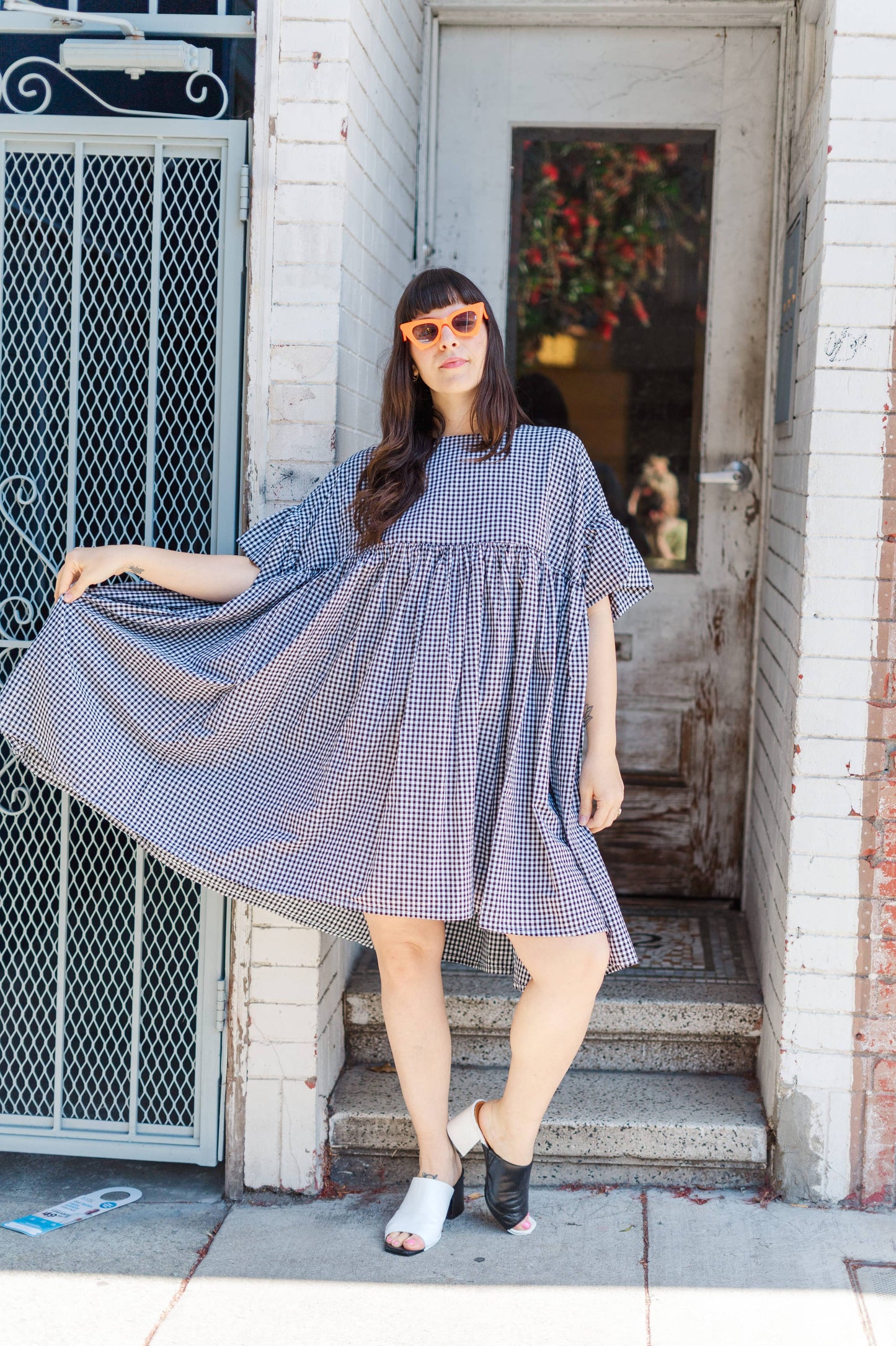 Size Inclusive Plus Size Ruffle Mini Dress Black Gingham