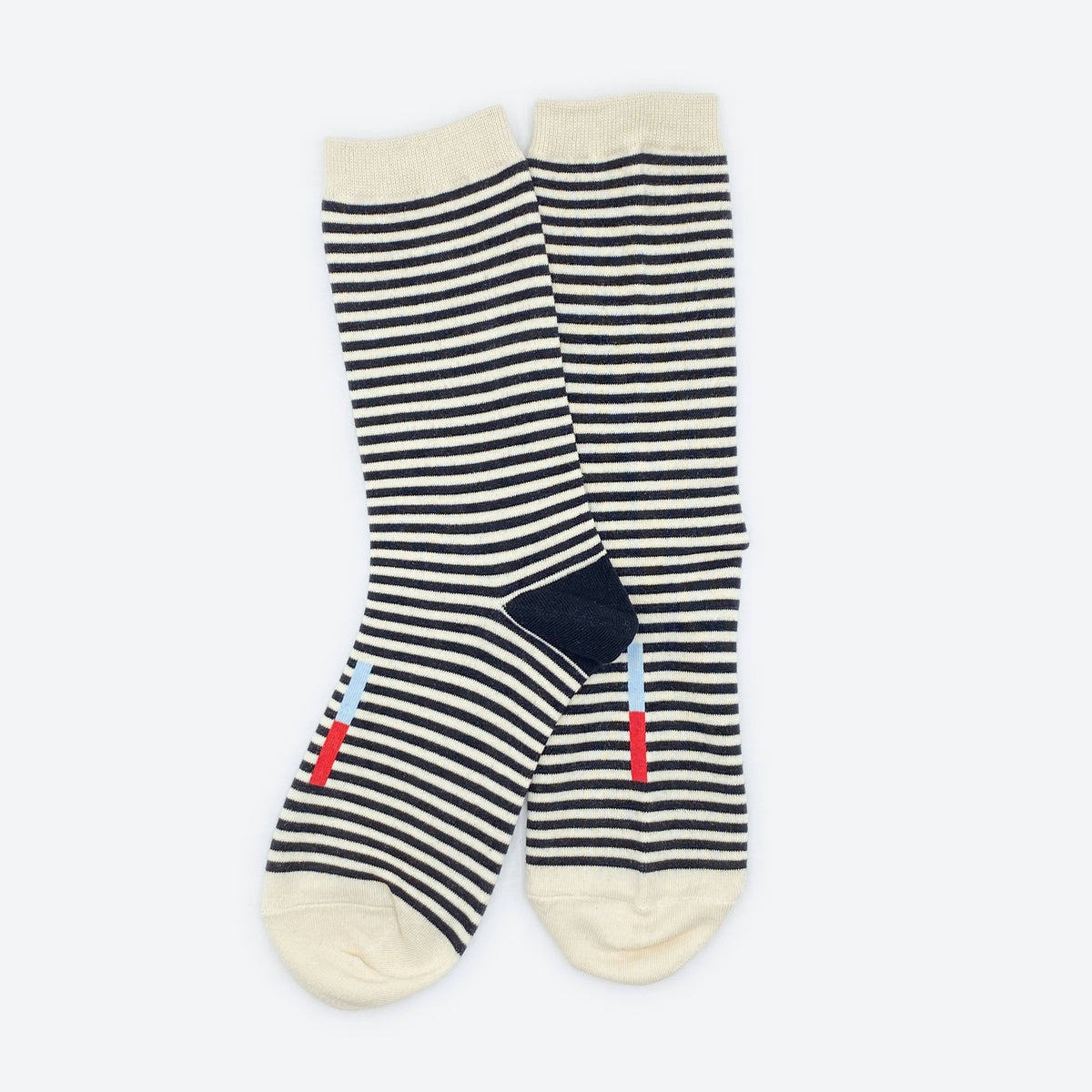 Cole Thin Stripe Crew Socks — Midnight