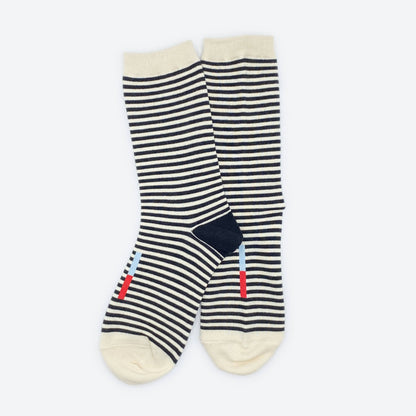 Cole Thin Stripe Crew Socks — Midnight