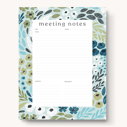 Floral Meeting Notes Notepad