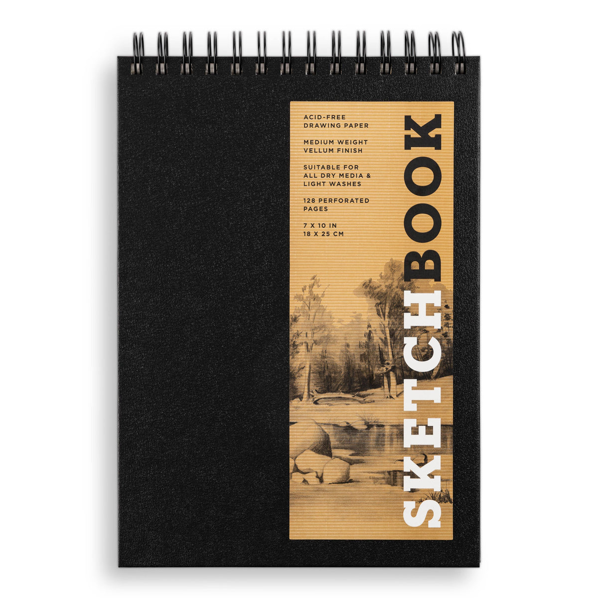 Medium Sketchbook 10x7"- Basic Spiral Fliptop Landsc (Black)