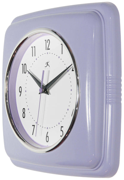 Retro Square Lilac Indoor Wall Clock 9.25 Inch
