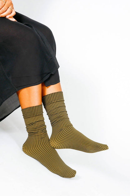 Grandpa Houndstooth Nylon Crew Sock