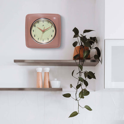 Retro Square Terracotta Indoor Wall Clock 9.25 Inch