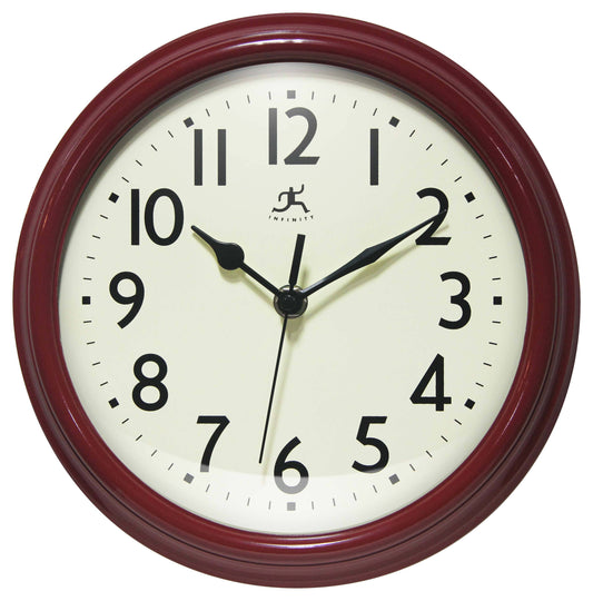 Midcentury/Modern Round Red Wall Clock 9.5 Inch