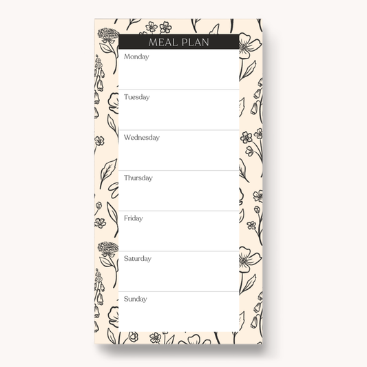 Floral Magnetic Meal Plan Notepad