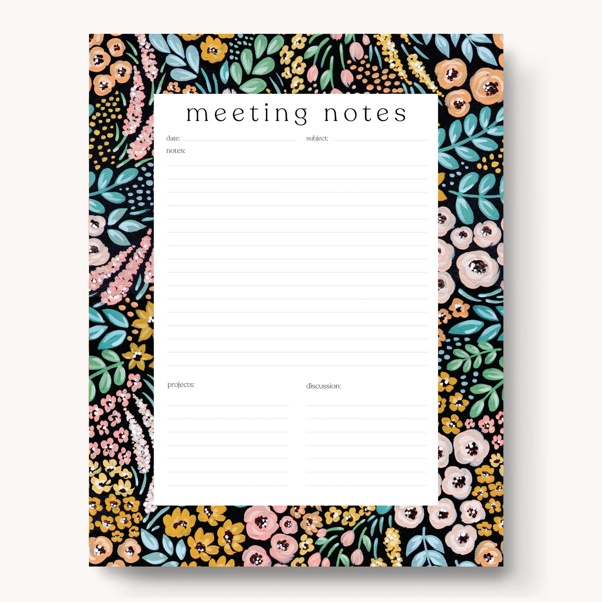 Floral Meeting Notes Notepad