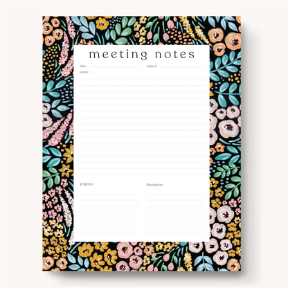 Floral Meeting Notes Notepad
