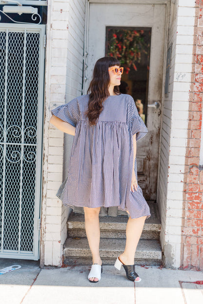 Size Inclusive Plus Size Ruffle Mini Dress Black Gingham