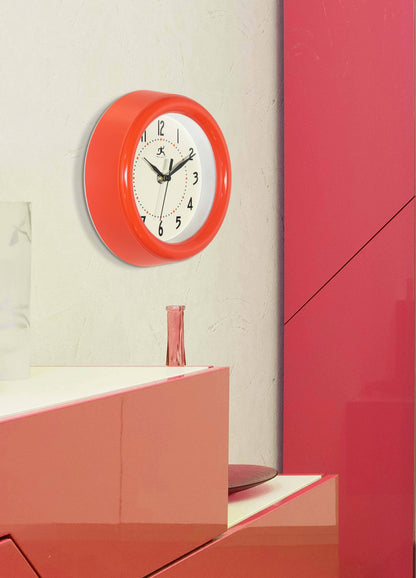 Round Orange Indoor Wall Clock 8 Inch