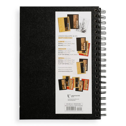 Medium Sketchbook 7 x 10" -  Spiral Hardcover (Black)