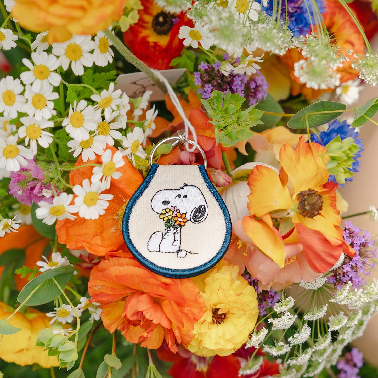 3P4 x Peanuts® - Snoopy Flower Bouquet Patch Keychain
