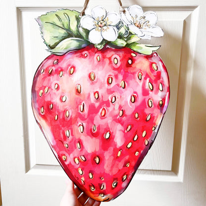 Strawberry Door Hanger Cute Spring Outdoor Fruit Decor