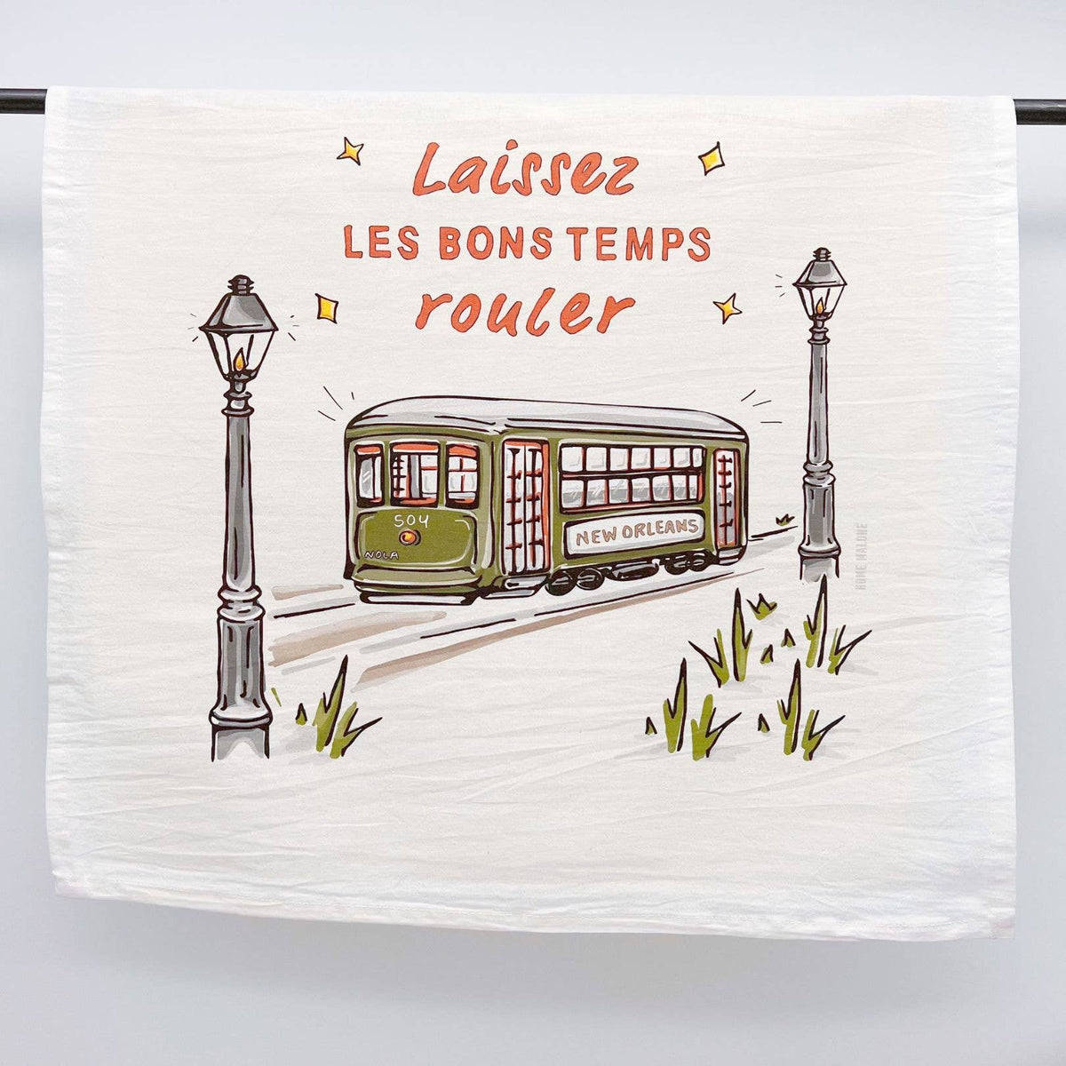Laissez Les Bons Temps Rouler Towel - New Orleans Streetcar