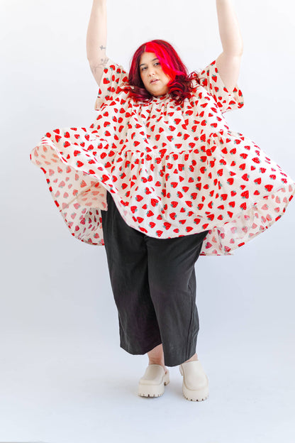 Size Inclusive Plus Size Strawberry Print Tiered Mini Dress