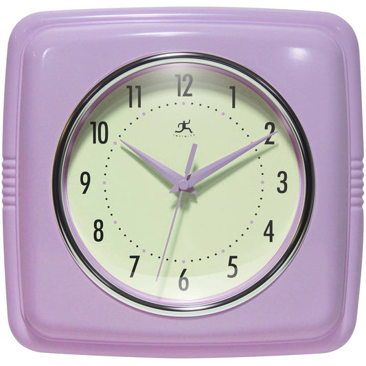 Retro Square Lavender Indoor Wall Clock 9.25 Inch