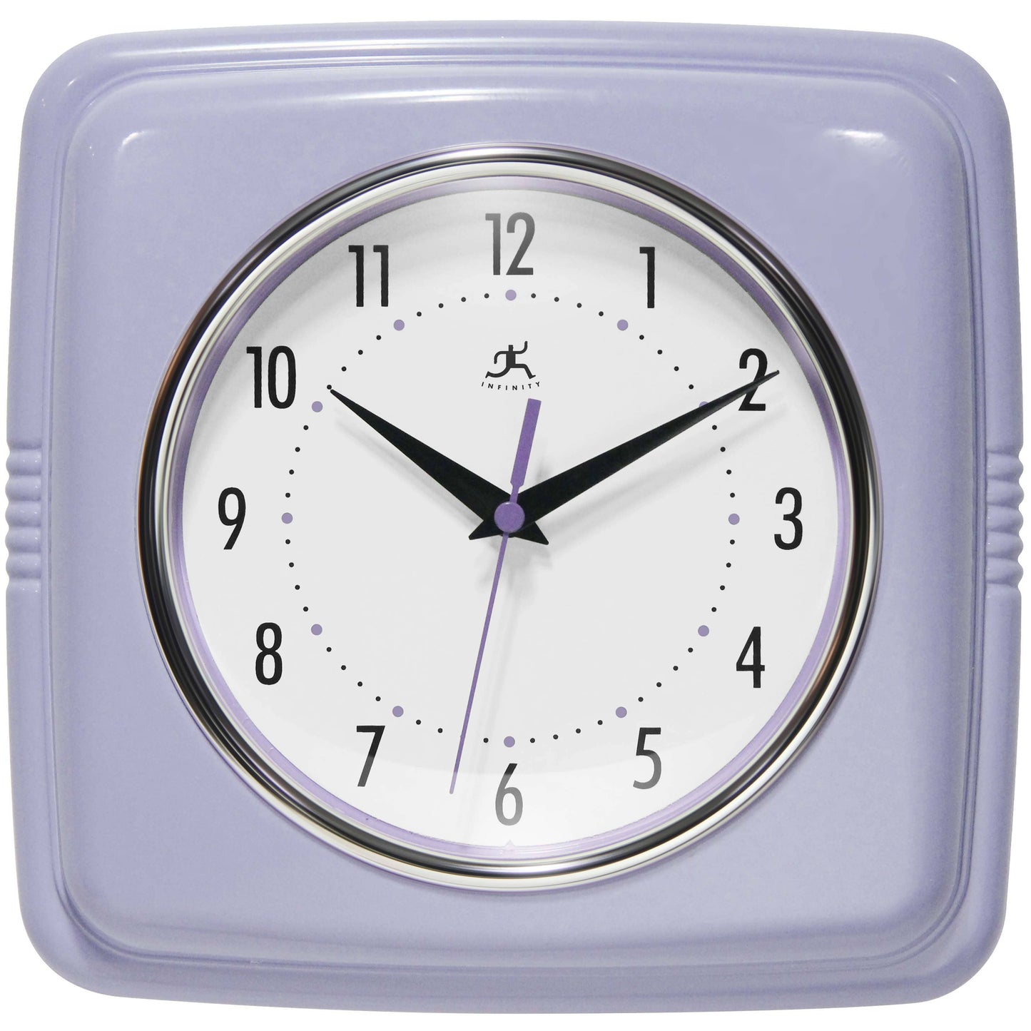 Retro Square Lilac Indoor Wall Clock 9.25 Inch