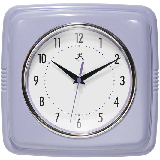 Retro Square Lilac Indoor Wall Clock 9.25 Inch