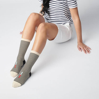 Cole Thin Stripe Crew Socks — Midnight