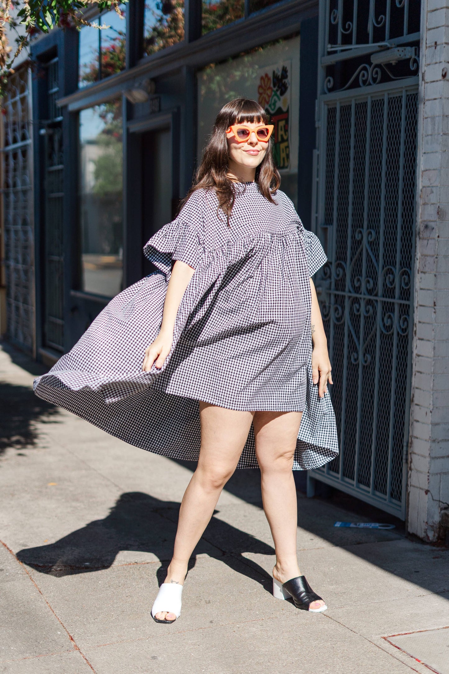 Size Inclusive Plus Size Ruffle Mini Dress Black Gingham