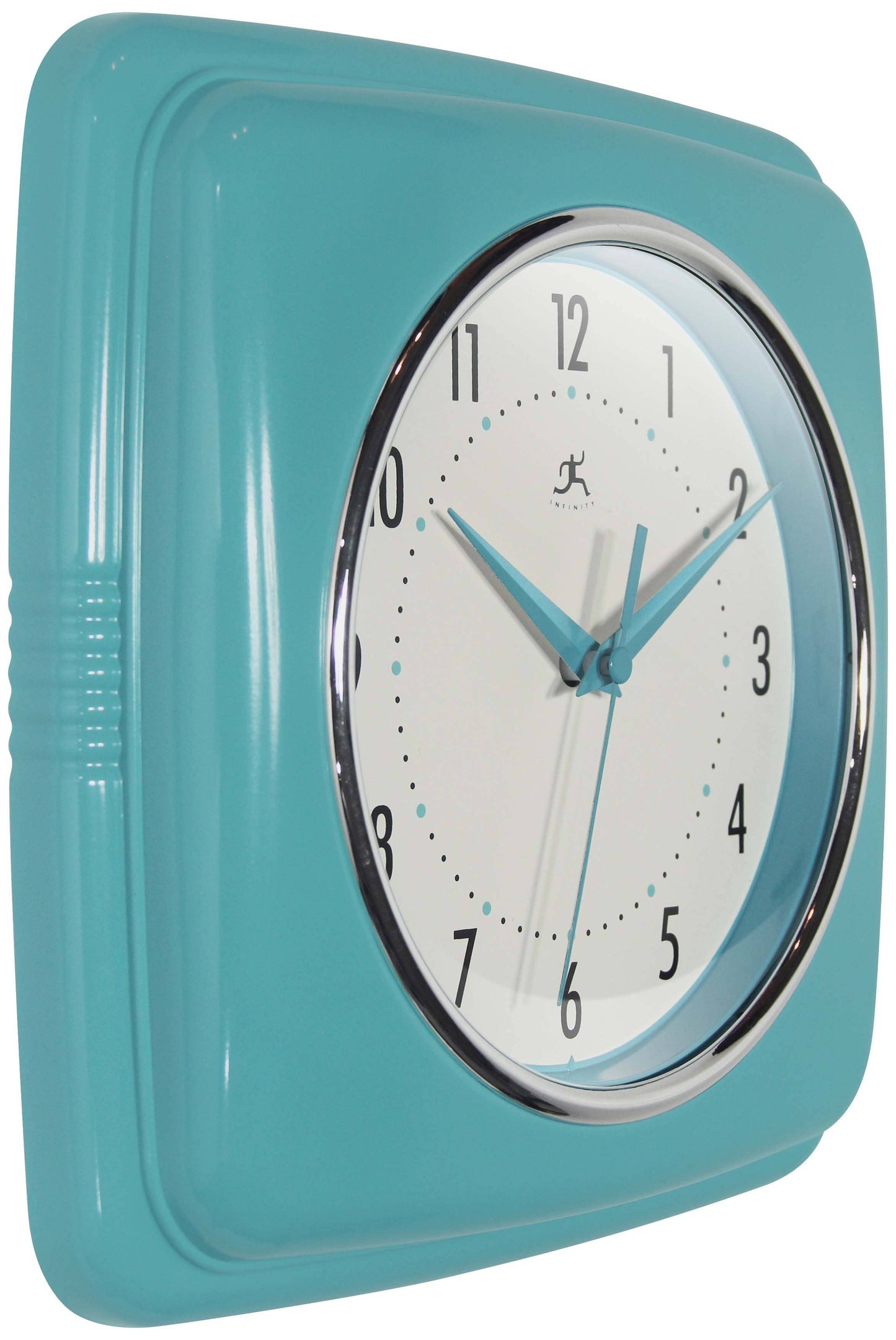 Retro Square Turquoise Indoor Wall Clock 9.25 Inch