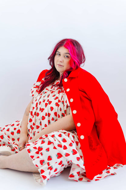 Size Inclusive Plus Size Strawberry Print Tiered Mini Dress