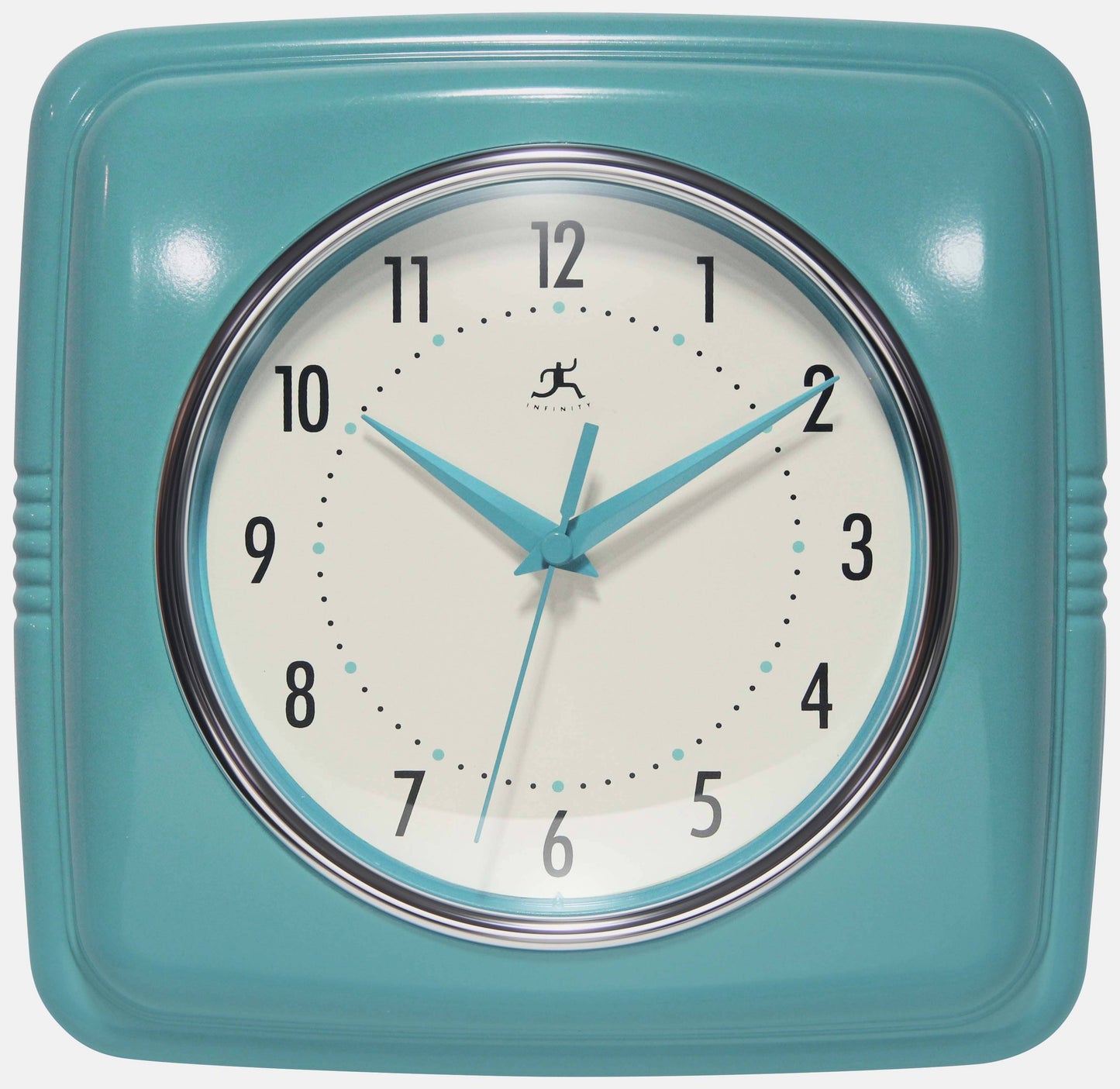 Retro Square Turquoise Indoor Wall Clock 9.25 Inch