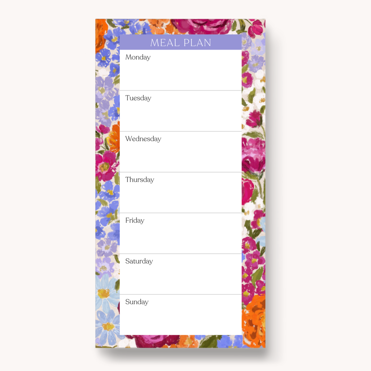 Floral Magnetic Meal Plan Notepad