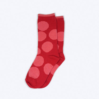 Sutro Bold Dot Crew Socks — Poppy
