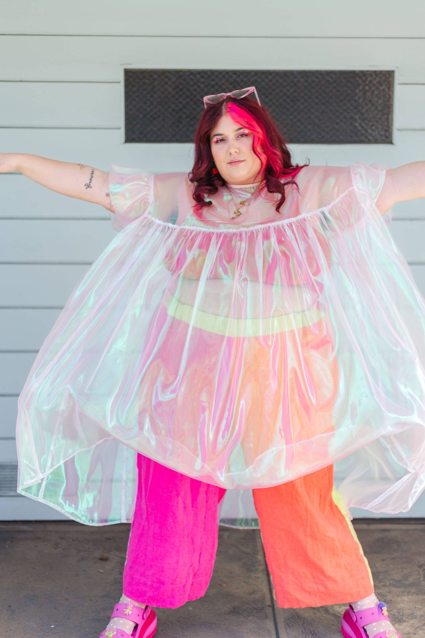 Size Inclusive Plus Size Ruffle Maxi Dress Sheer Pink