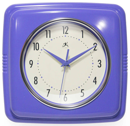 Retro Square Periwinkle Indoor Wall Clock 9.25 Inch
