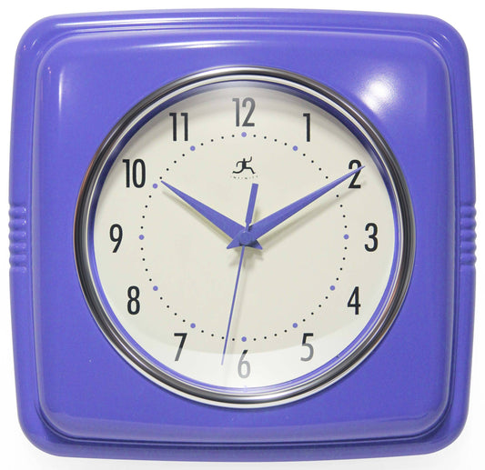 Retro Square Periwinkle Indoor Wall Clock 9.25 Inch