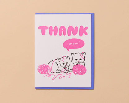 Thank Mew Kitten Letterpress Greeting Card - Cat