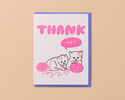 Thank Mew Kitten Letterpress Greeting Card - Cat