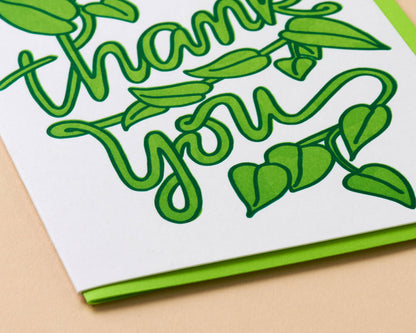 Thank You Vining Plant Letterpress Greeting Card