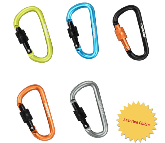 D Shaped Carabiner with Screw Lock