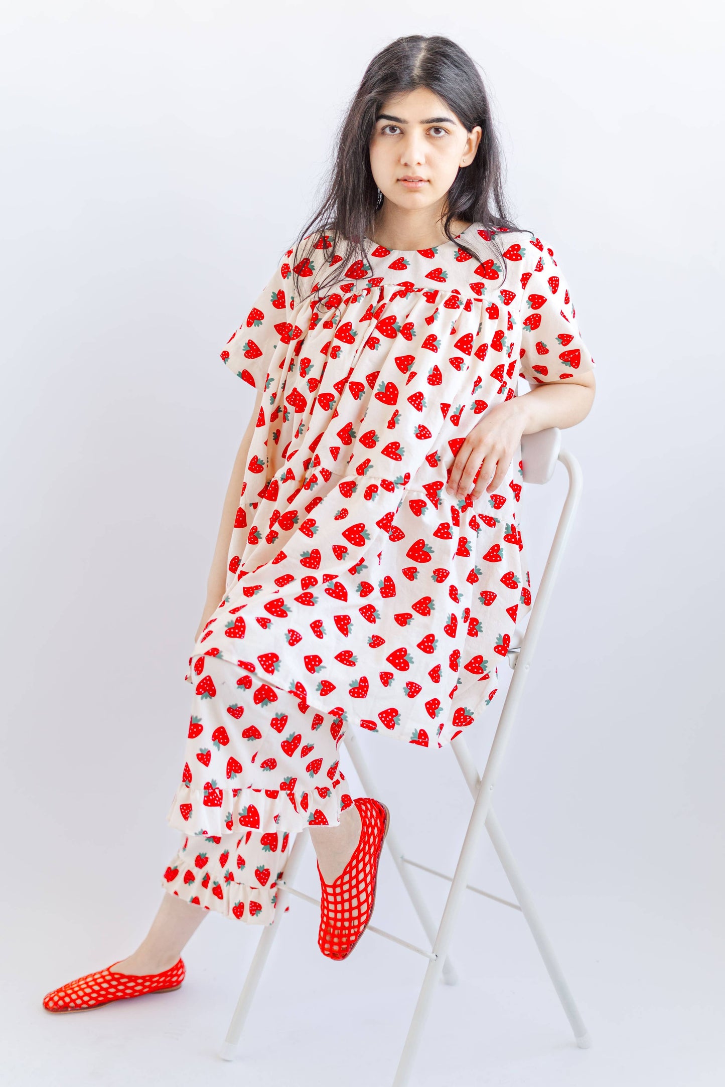 Size Inclusive Plus Size Strawberry Print Tiered Mini Dress