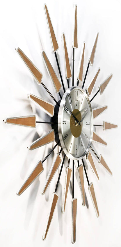 Midcentury/Modern Starburst Walnut Wall Clock