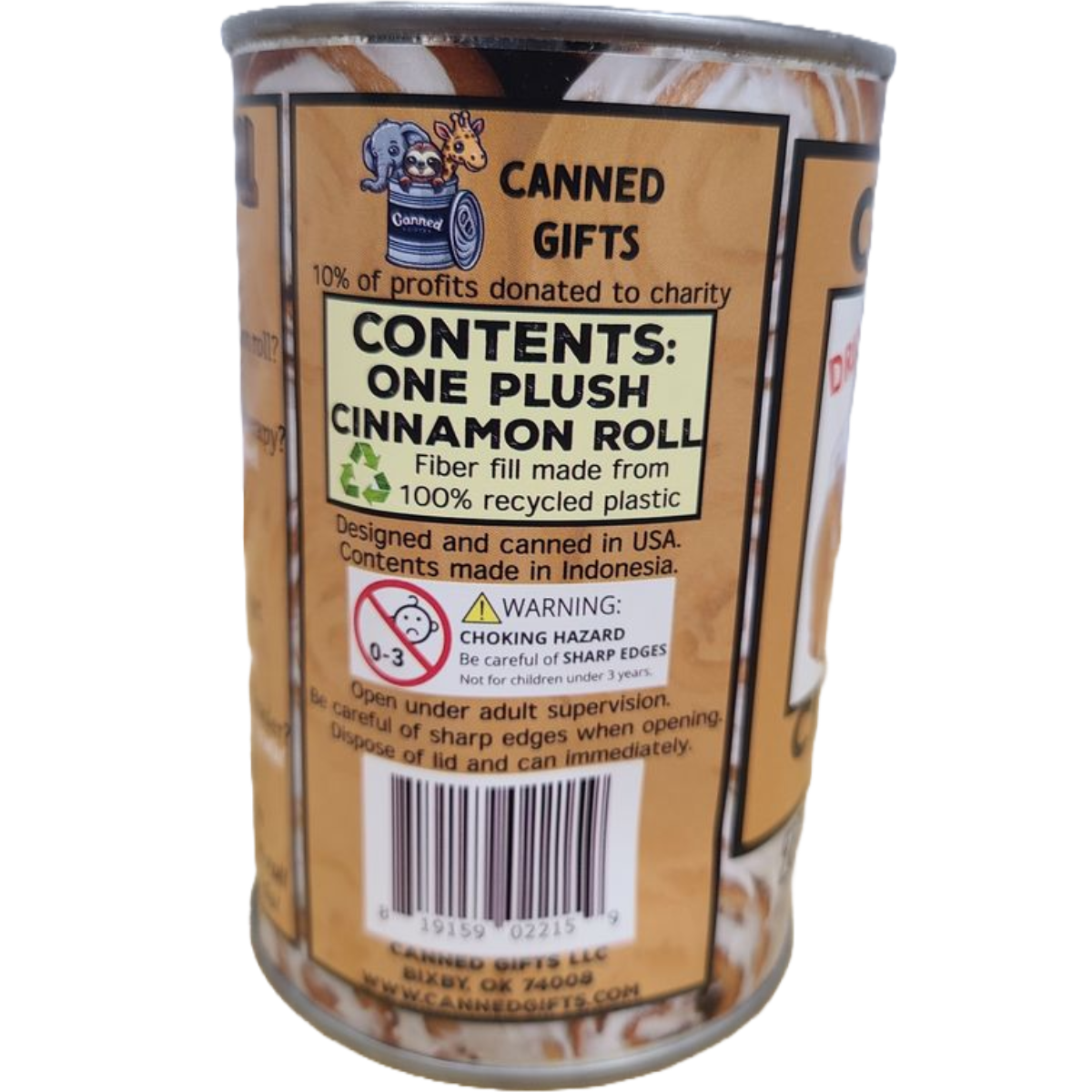 Canned Cinnamon Roll | Baking Plush in a Can w/Funny Jokes