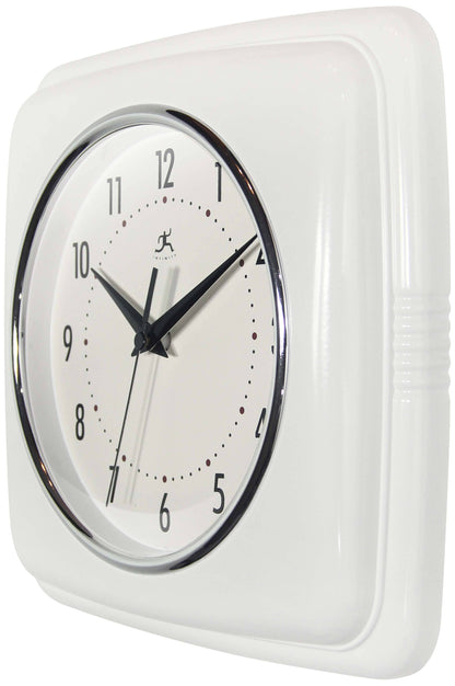 Retro Square White Indoor Wall Clock 9.25 Inch