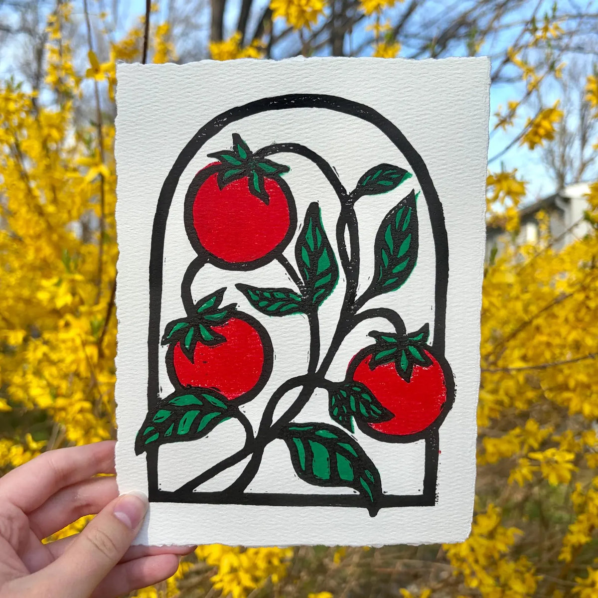 Tomatoes Linocut Print