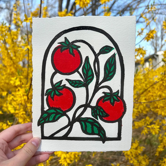 Tomatoes Linocut Print