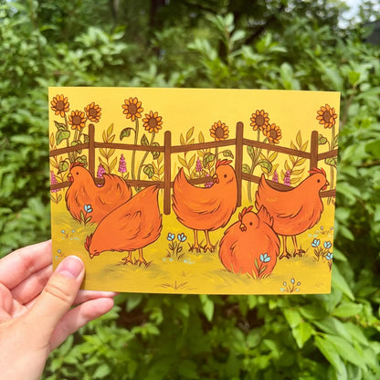 Garden Chickens Mini Print