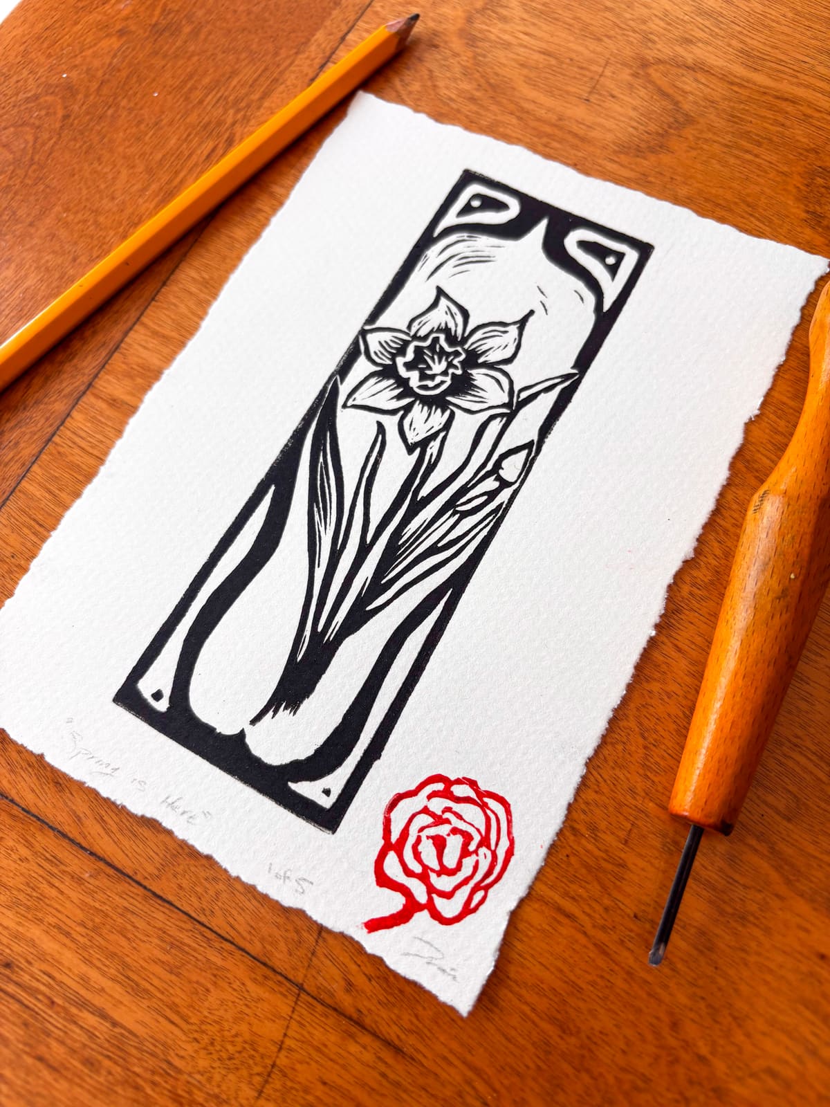 Daffodil Linocut Print