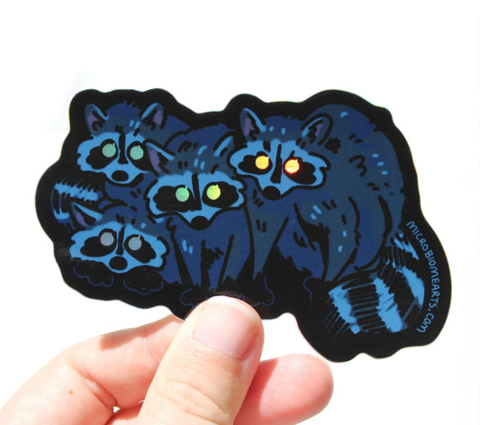 Nighttime Raccoons Sticker